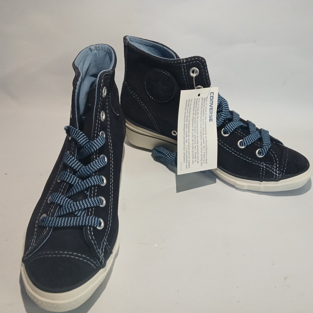 Womens Convers Hi Ness Navy Suede Wedge Sneakers